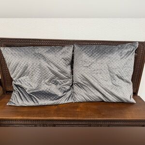 2 Large Gray Quilted Decorative Pillows